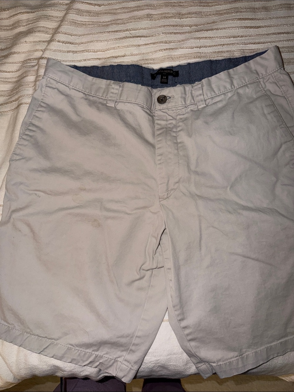 Banana Republic Beige Flat-Front Chino Shorts